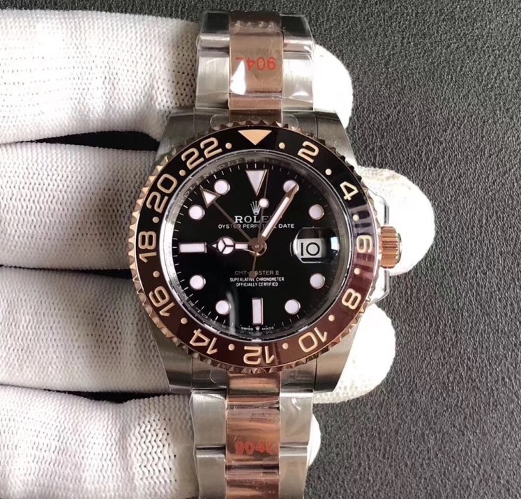 Rolex gmt two tone rose gold