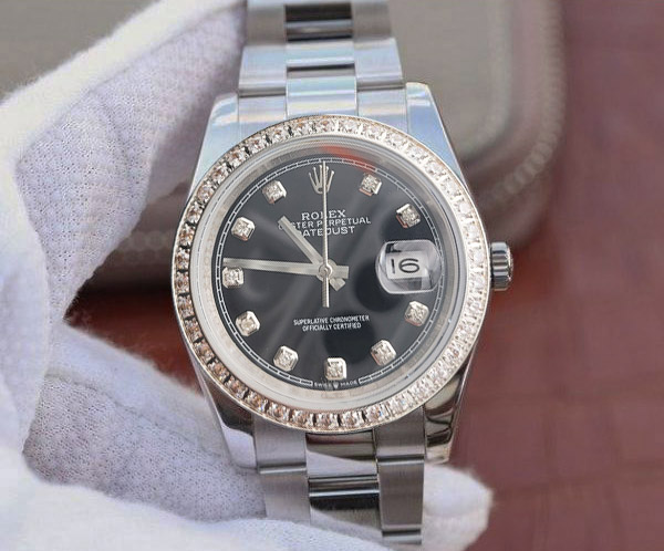 Rolex Datejust black dial 31mm diamonds